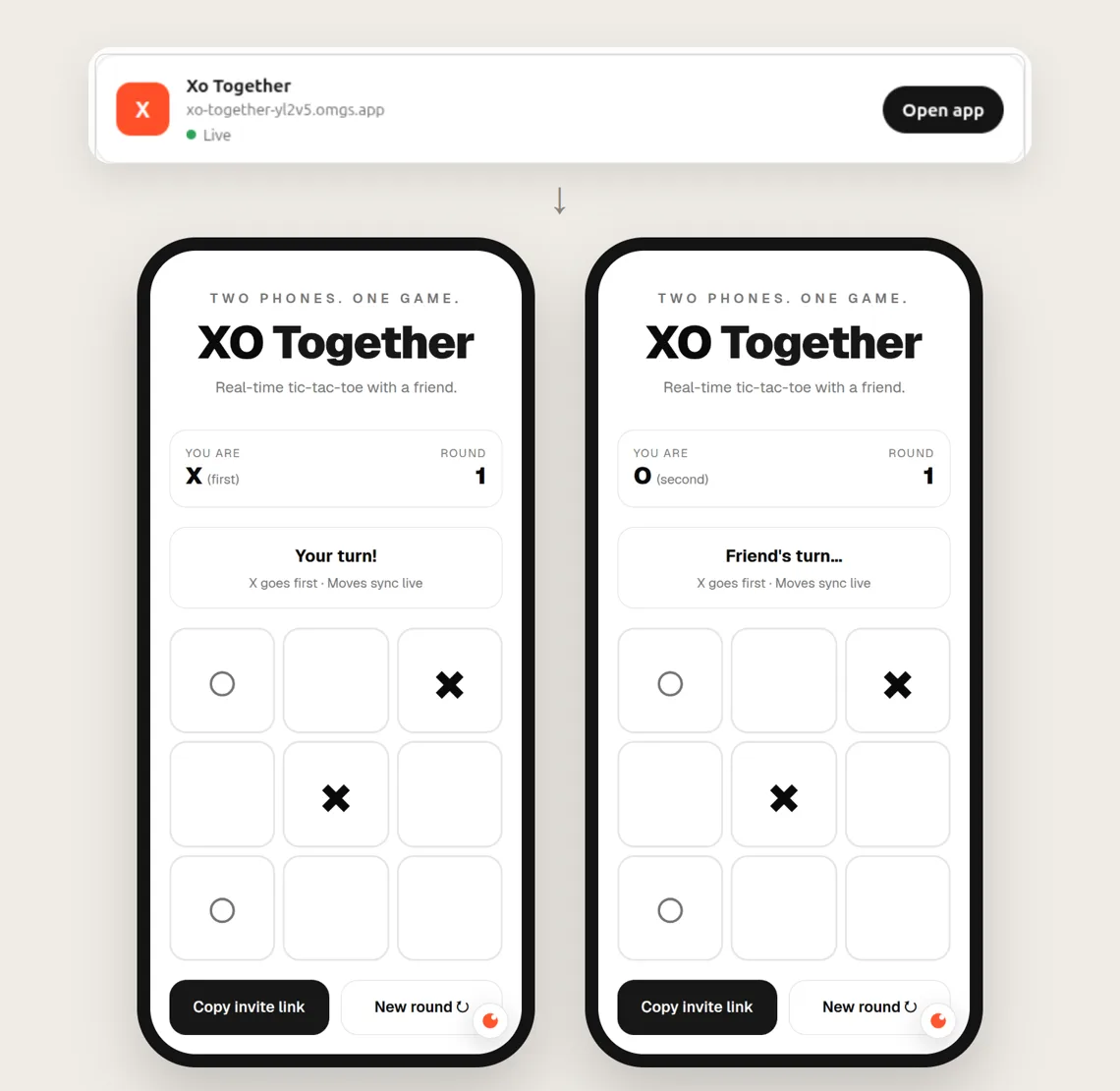 A two-player tic-tac-toe game built in ChatGPT